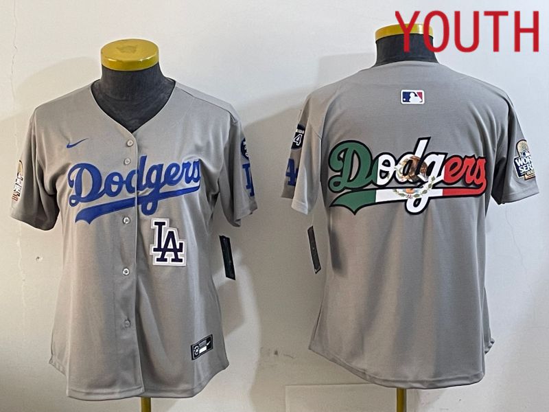 Youth Los Angeles Dodgers Blank Grey Game 2024 Nike MLB Jersey style 12056->youth mlb jersey->Youth Jersey
